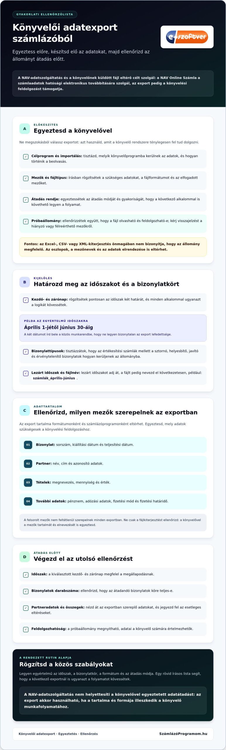 Könyvelői adatexport számlázóból: így készítsd elő pontosan az adatokat